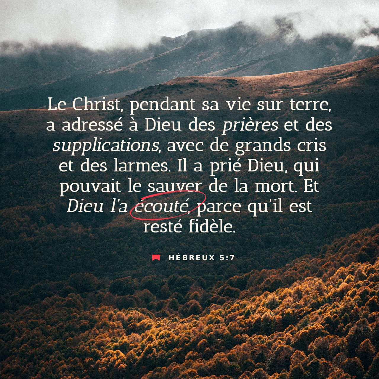 Hébreux 5:7 (PDV2017) - Le Christ, pendant sa vie sur terre | YouVersion