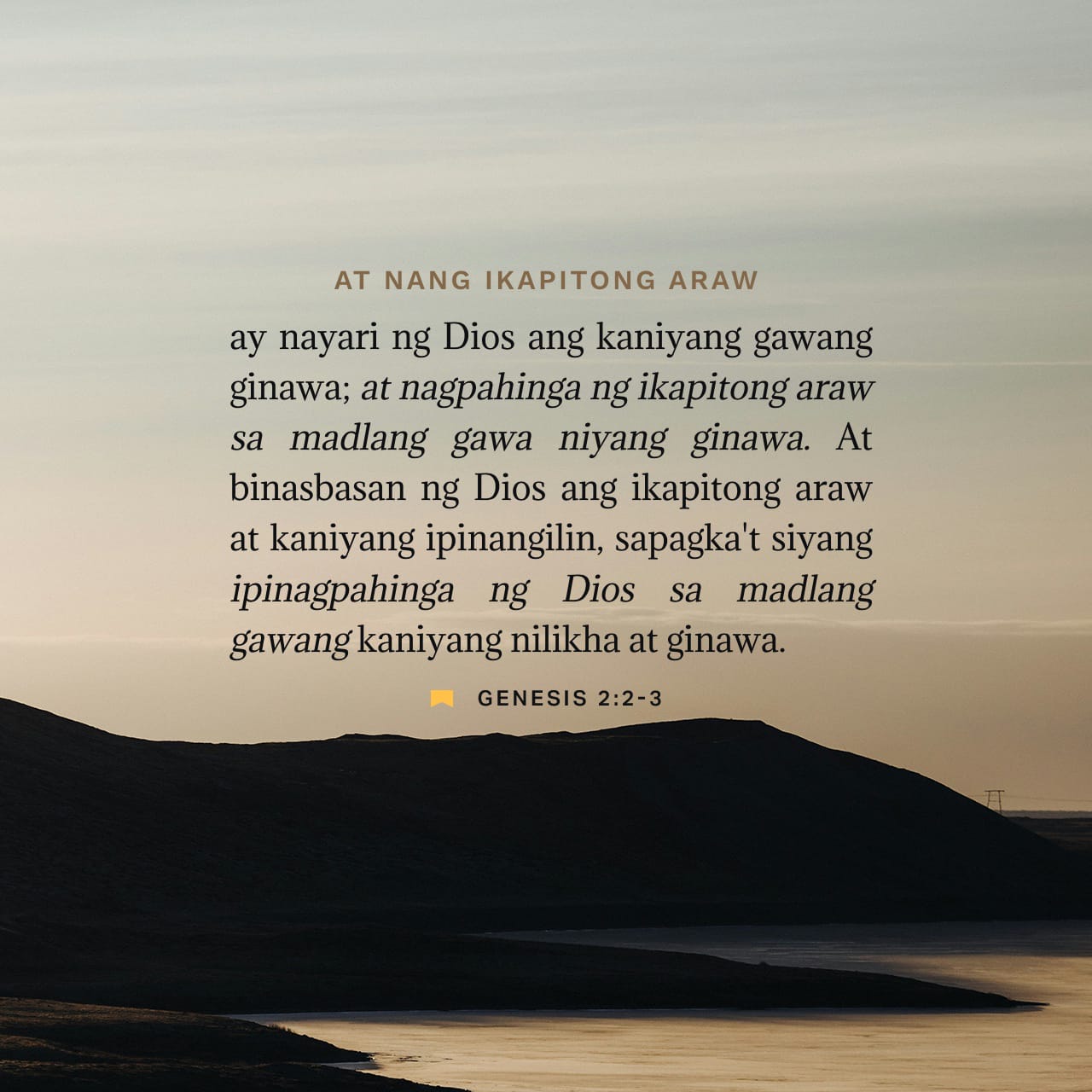 Genesis 2:1-20 Nilikha nga ng Diyos ang langit at ang lupa at ang lahat ...