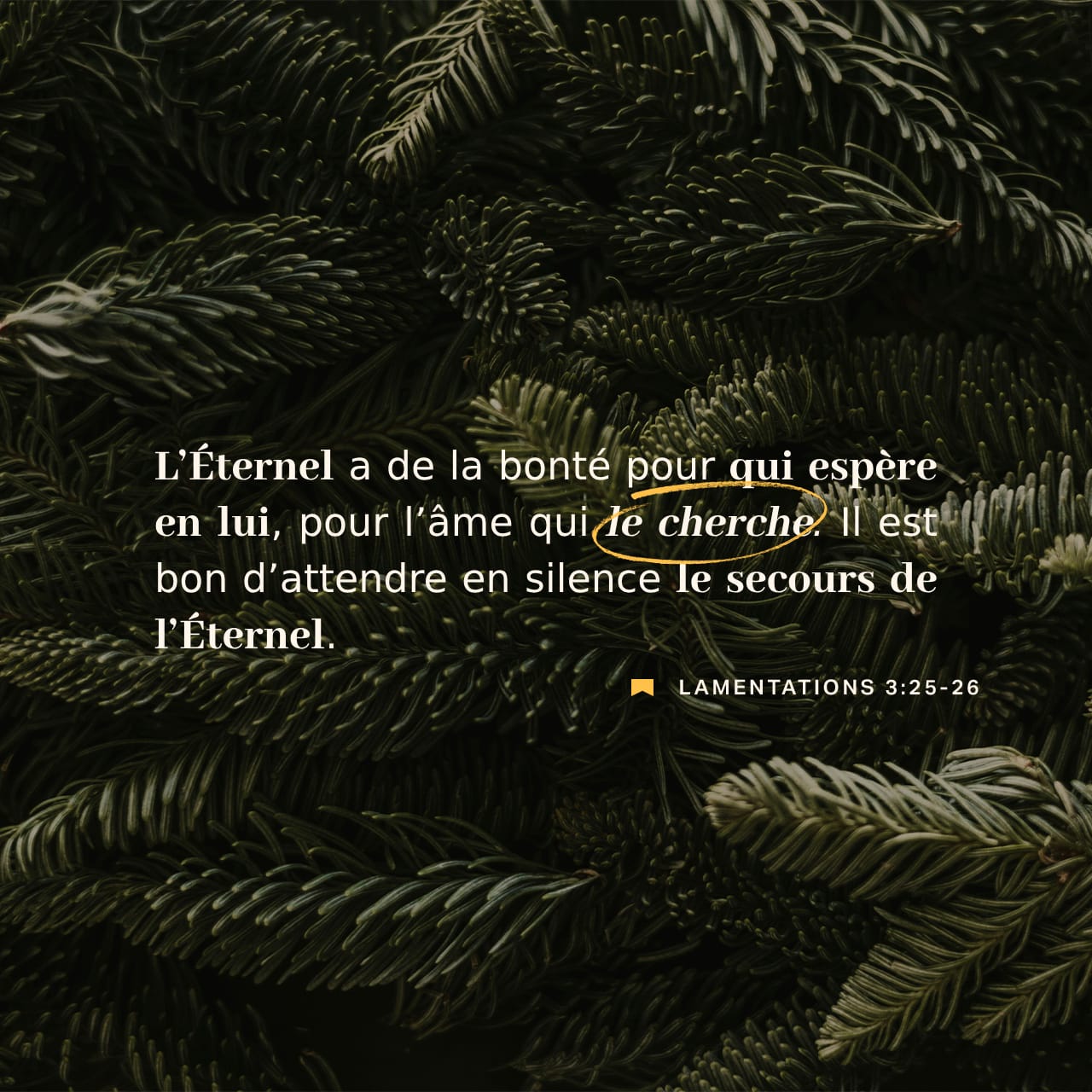 Lamentations 3:24-25 Je le déclare, l'Eternel est mon bien, c'est ...