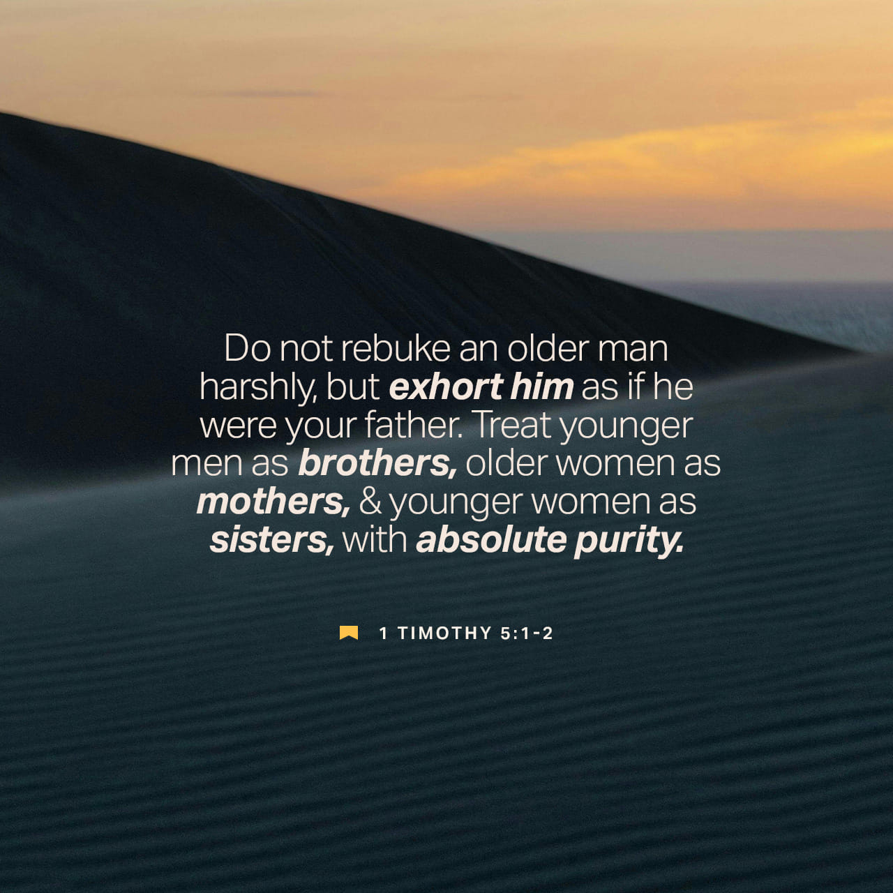 1 Timothy 5:1-25 Rebuke not an elder, but intreat him as a father; and the younger men as brethren; the elder women as mothers; the younger as sisters, with all purity. Honour widows that are widows indeed. But if any | King James Version (KJV) | Download