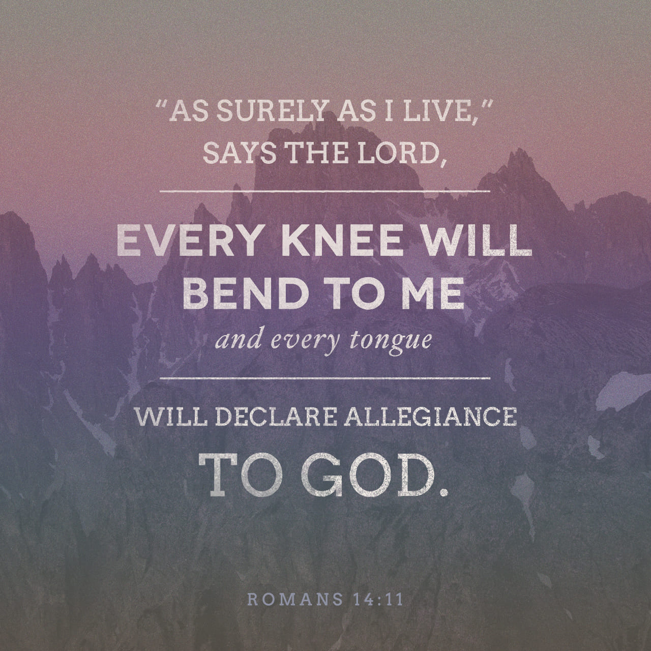 Romans 14:11-12 For it is written, As I live, says the Lord, every knee ...