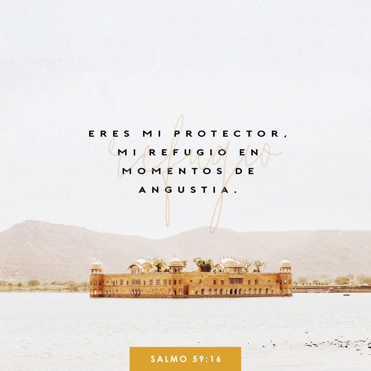 Salmos 59:16 Pero yo cantaré de tu poder, Y alabaré de mañana tu misericordia; Porque has sido mi amparo Y refugio en el día de mi angustia. | Biblia Reina Valera 1960 (RVR1960) | Descargar la Biblia App ahora