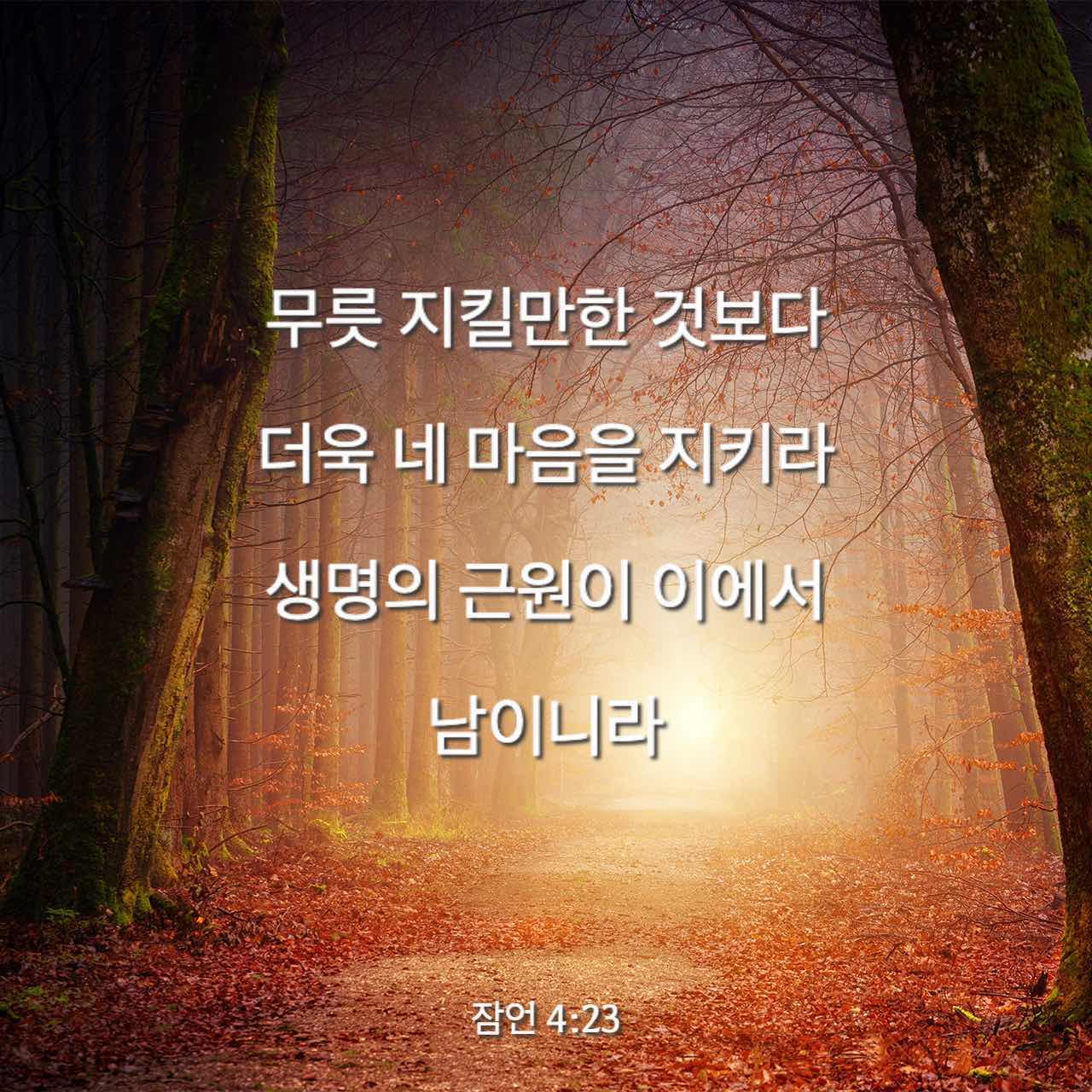 잠언 4:23 그 무엇보다도 네 마음을 지켜라. 여기서부터 생명의 샘이 흘러나온다. | 현대인의 성경 (KLB) | ดาวน์ ...