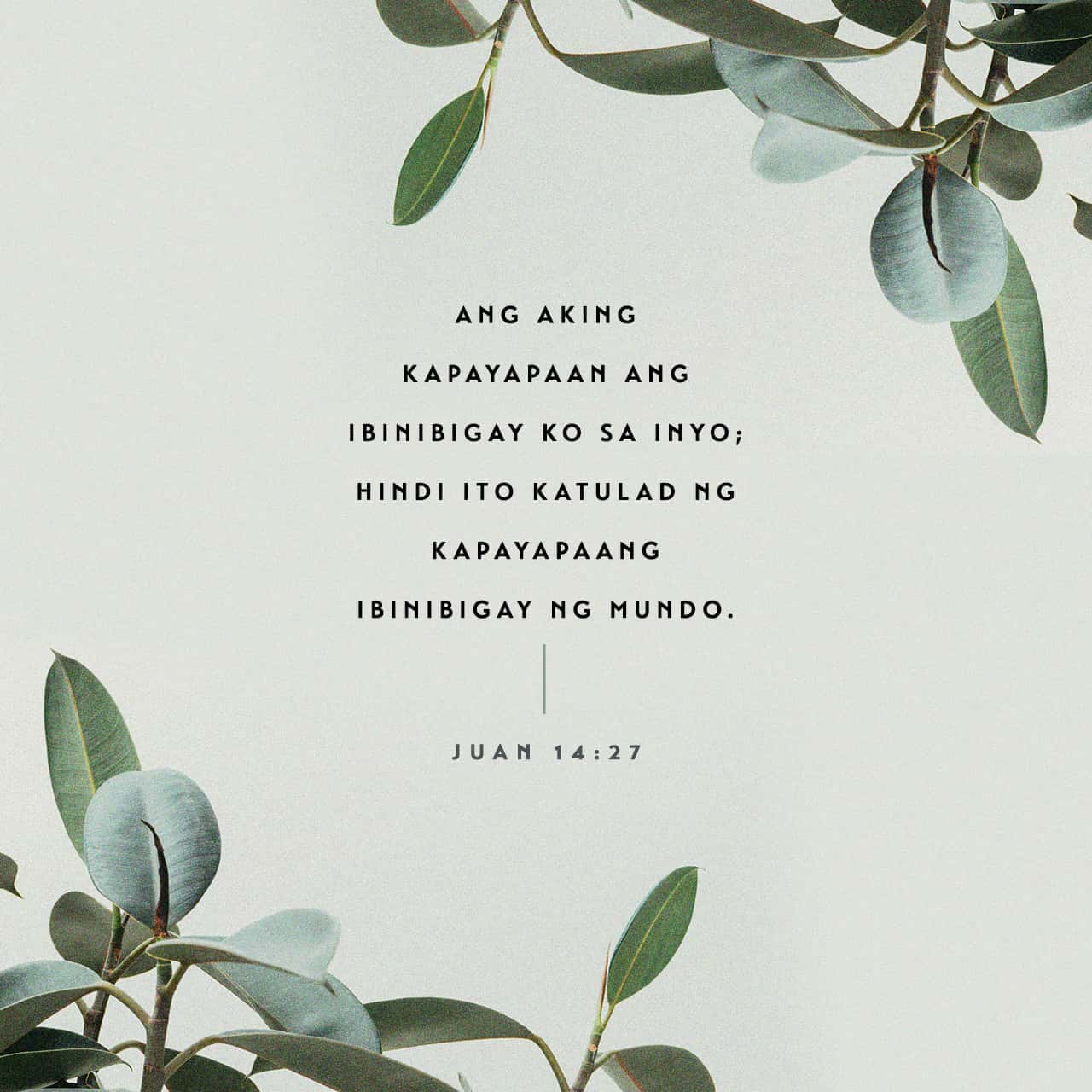 Juan 14:27 “Kapayapaan ang iniiwan ko sa inyo. Ang aking kapayapaan ang ...