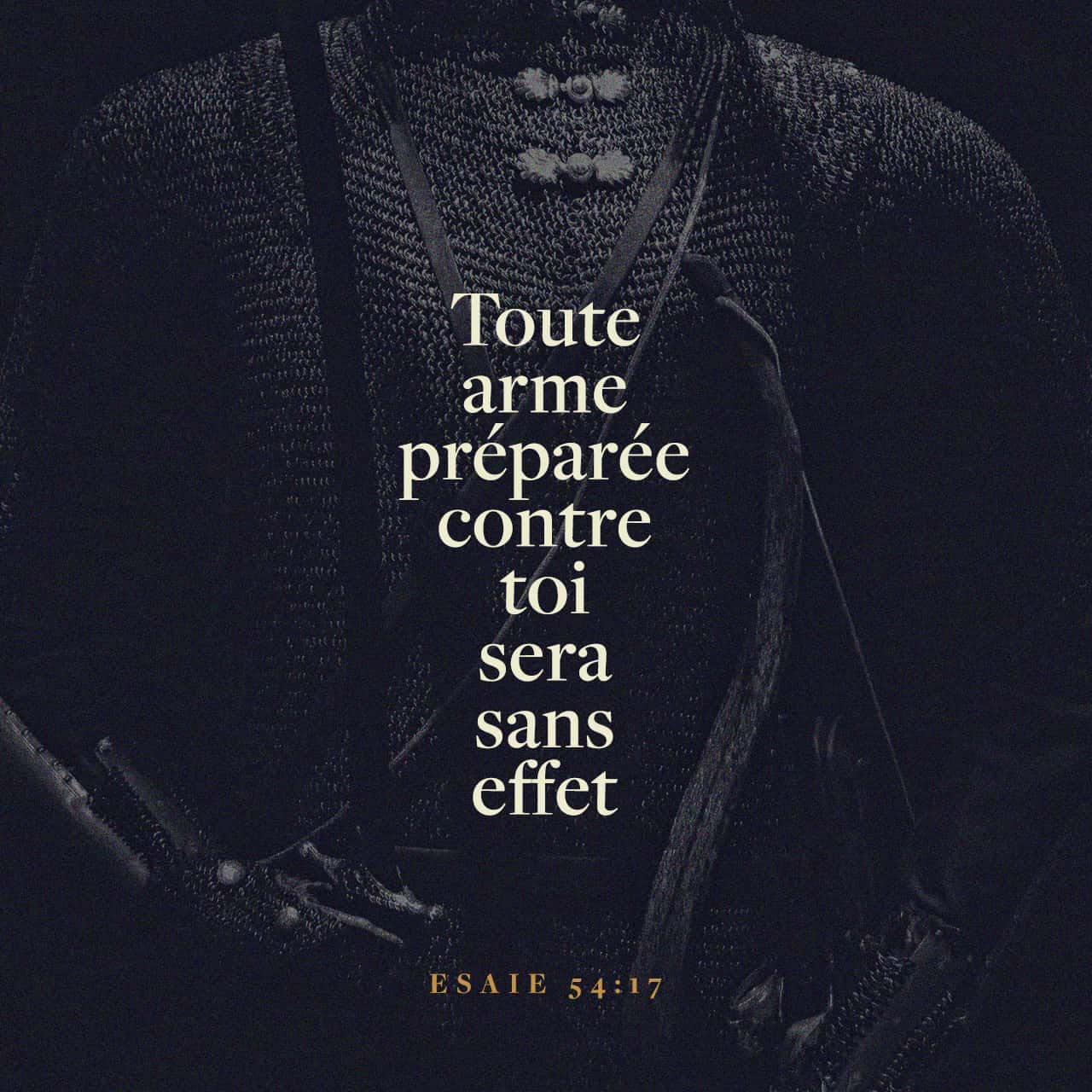 Ésaïe 54:17 Toute arme forgée contre toi sera sans effet; Et toute langue  qui sélèvera en justice contre toi, Tu la condamneras. Tel est lhéritage  des serviteurs de lÉternel, Tel est le