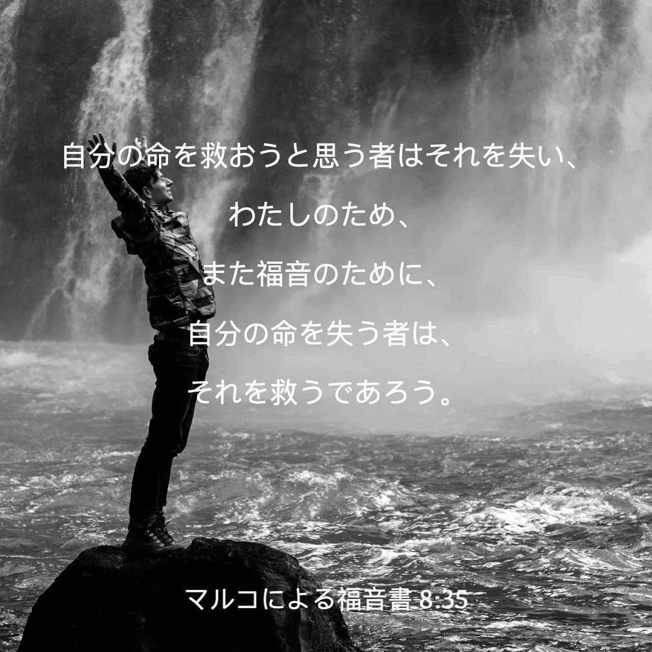 マルコによる福音書 8 31 38 それから 人の子は必ず多くの苦しみを受け 長老 祭司長 律法学者たちに捨てられ また殺され そして三日の後によみがえるべきことを 彼らに教えはじめ しかもあからさまに この事を話された すると ペテロはイエスをわきへ引き寄せ