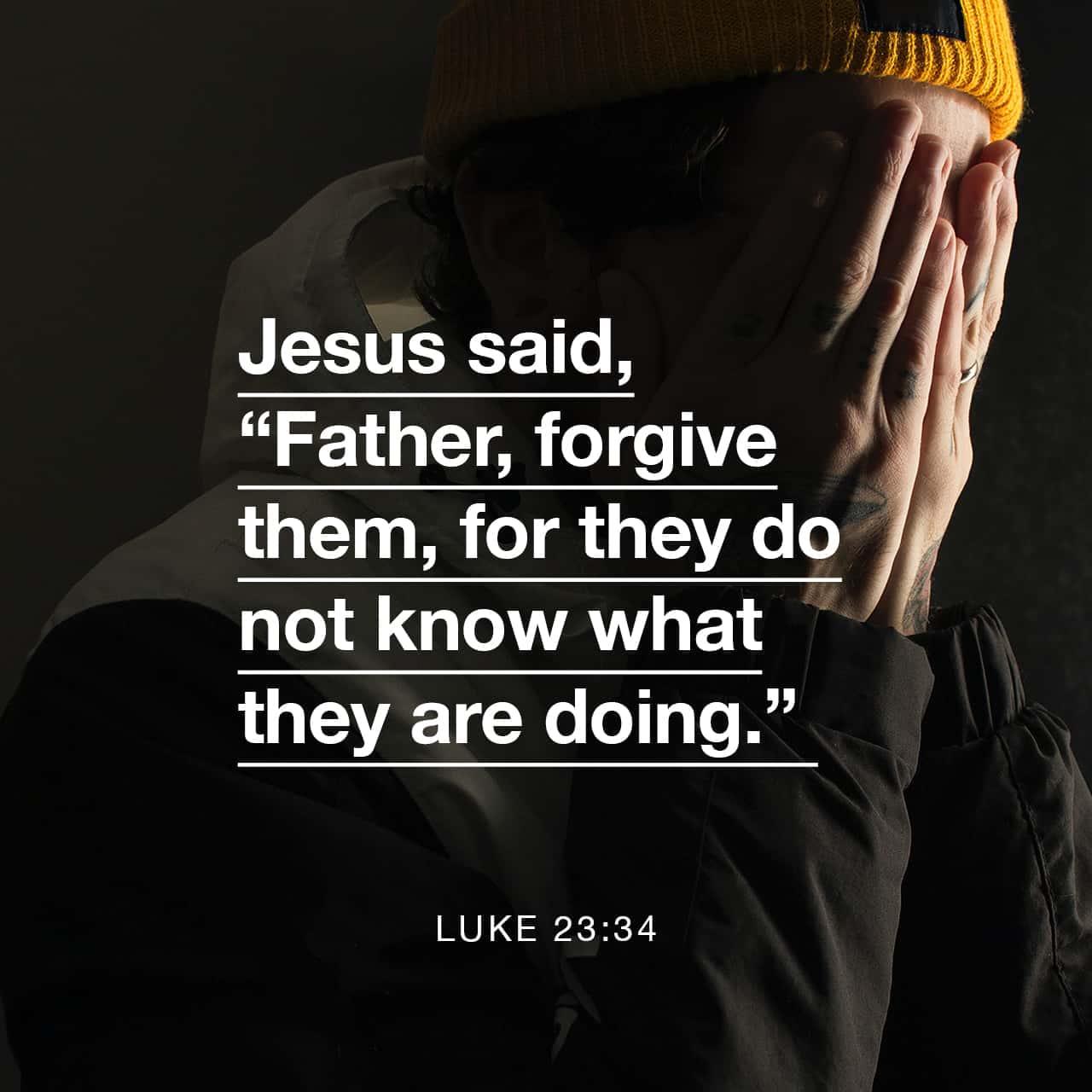 Luke 23:34-46 While they were nailing Jesus to the cross, he prayed over  and over, “Father, forgive them, for they don't know what they're doing.”  The soldiers, after they crucified him, gambled