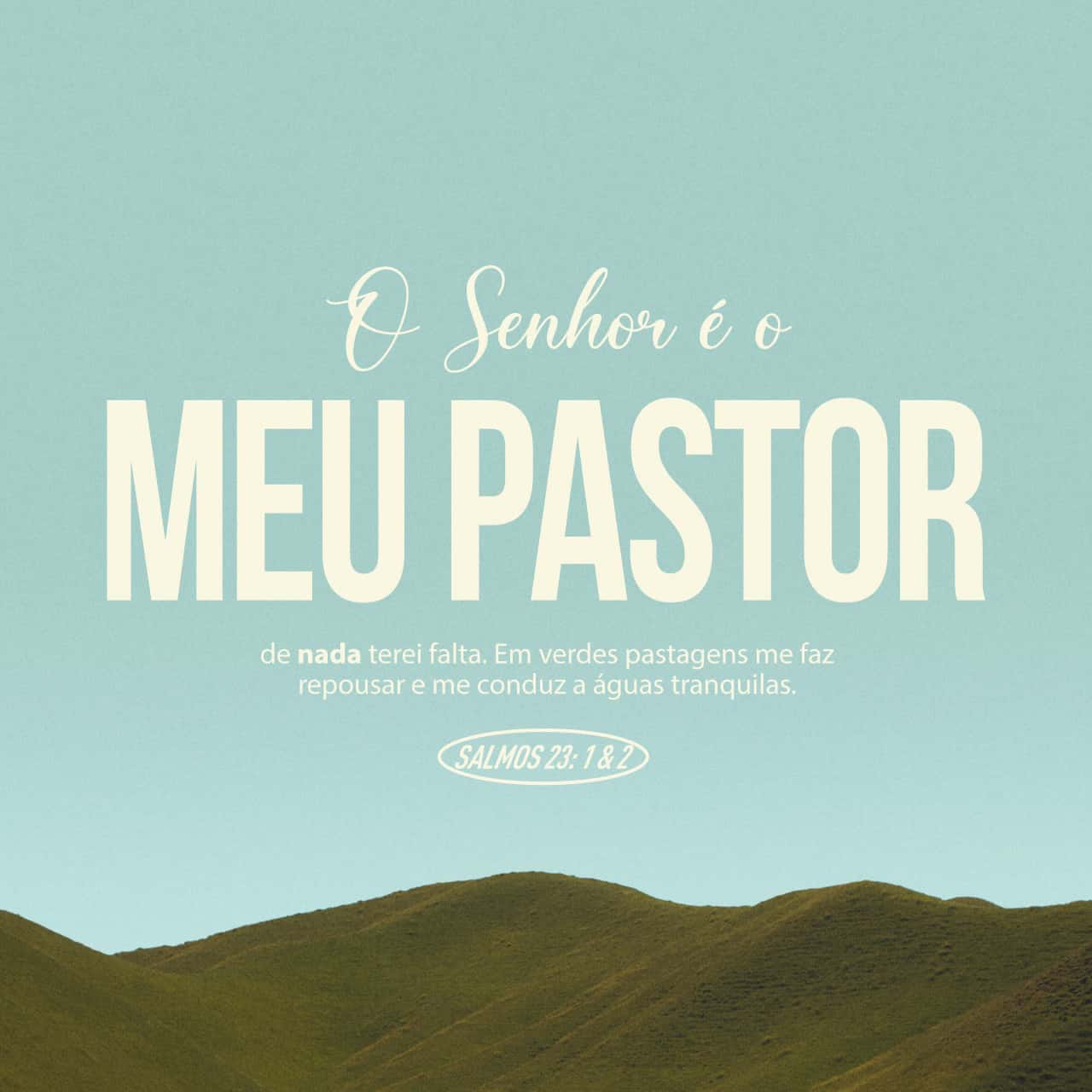 Salmos 23:1-3 O SENHOR é o meu pastor: nada me faltará. Ele me faz  descansar em pastos verdes e me leva a águas tranquilas. O SENHOR renova as  minhas forças e me