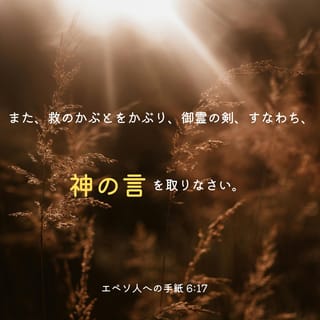 エペソ人への手紙 6:17 また、救のかぶとをかぶり、御霊の剣、すなわち 