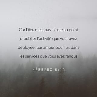 Hebreux 6 10 Dieu N Est Pas Injuste Il Ne Peut Pas Oublier Ce Que Vous Faites Ni L Amour Que Vous Avez Montre Pour Lui Vous Avez Montre Cet Amour Autrefois En Servant Les