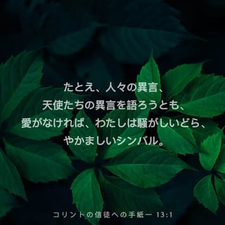 コリントの信徒への手紙一 13 1 たとえ 人々の異言 天使たちの異言を語ろうとも 愛がなければ わたしは騒がしいどら やかましいシンバル Seisho Shinkyoudoyaku 聖書 新共同訳 新共同訳 聖書アプリを今すぐダウンロード