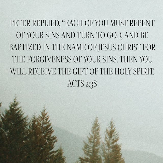 Acts 2:38 KJV; Then Peter said unto them, Repent, and be baptized every ...